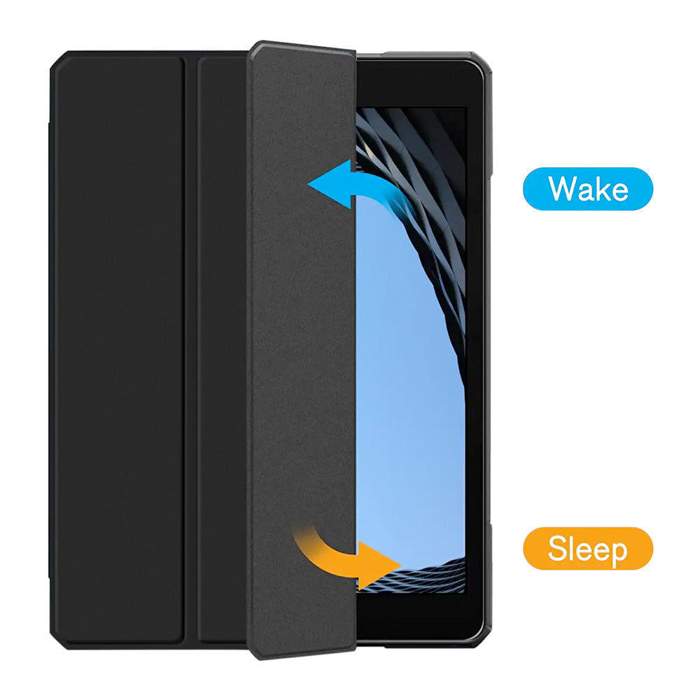 ARMOR-X APPLE iPad 10.2 (7TH & 8TH & 9TH GEN.) 2019 / 2020 / 2021 Smart Tri-Fold Stand Magnetic Cover. With built-in magnets, automatically wakes or puts your device to sleep when the lid is opened and closed. 