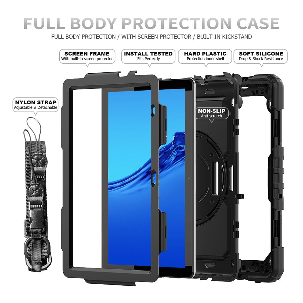 ARMOR-X Huawei MediaPad T5 10.1 shockproof case, impact protection cover with hand strap and kick stand. Ultra 3 layers impact resistant design.