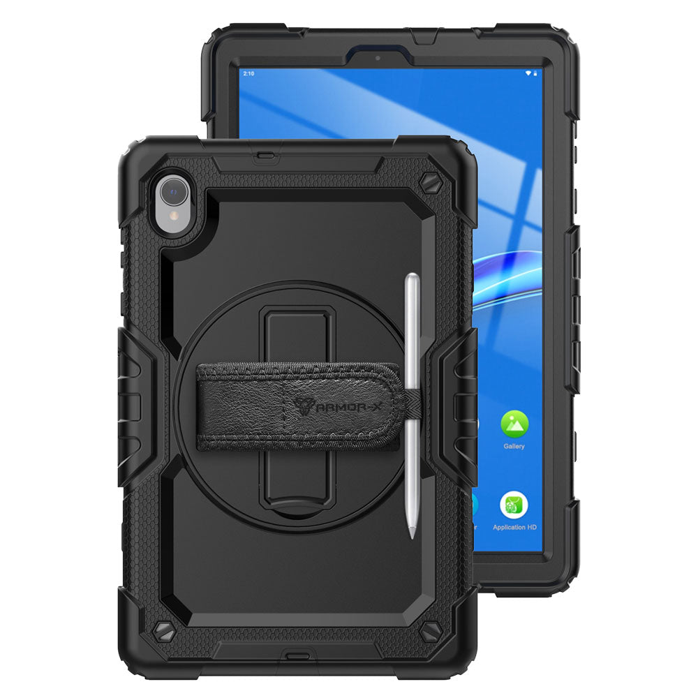 Case for Lenovo Tab M10 Plus 10.3:GEEKSDOM Military Grade Shockproof  Protective Cover for TB-X606F/TB-X606X-Rotating Stand-Hand/Shoulder  Strap-Black