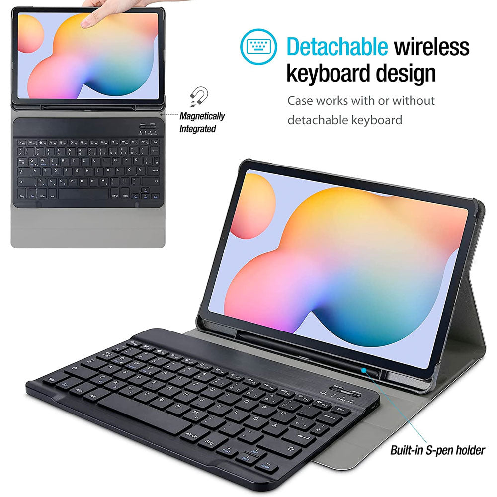 ARMOR-X Samsung Galaxy Tab S6 Lite SM-P613 P619 2022 / SM-P610 P615 2020 shockproof case, impact protection cover. Shockproof case with magnetic detachable wireless keyboard.