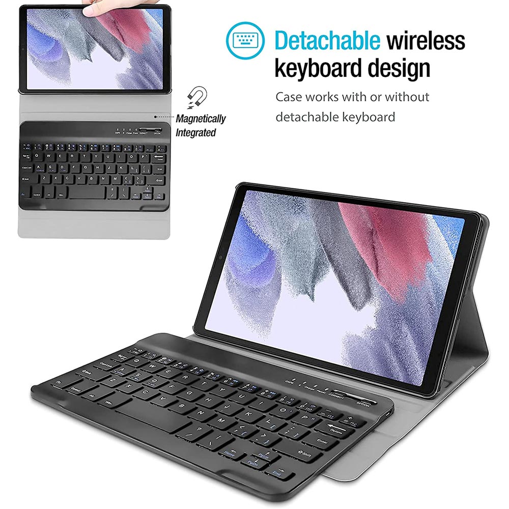ARMOR-X Samsung Galaxy Tab A7 Lite SM-T225 / SM-T220 / SM-T225N / SM-T227U shockproof case, impact protection cover. Shockproof case with magnetic detachable wireless keyboard.