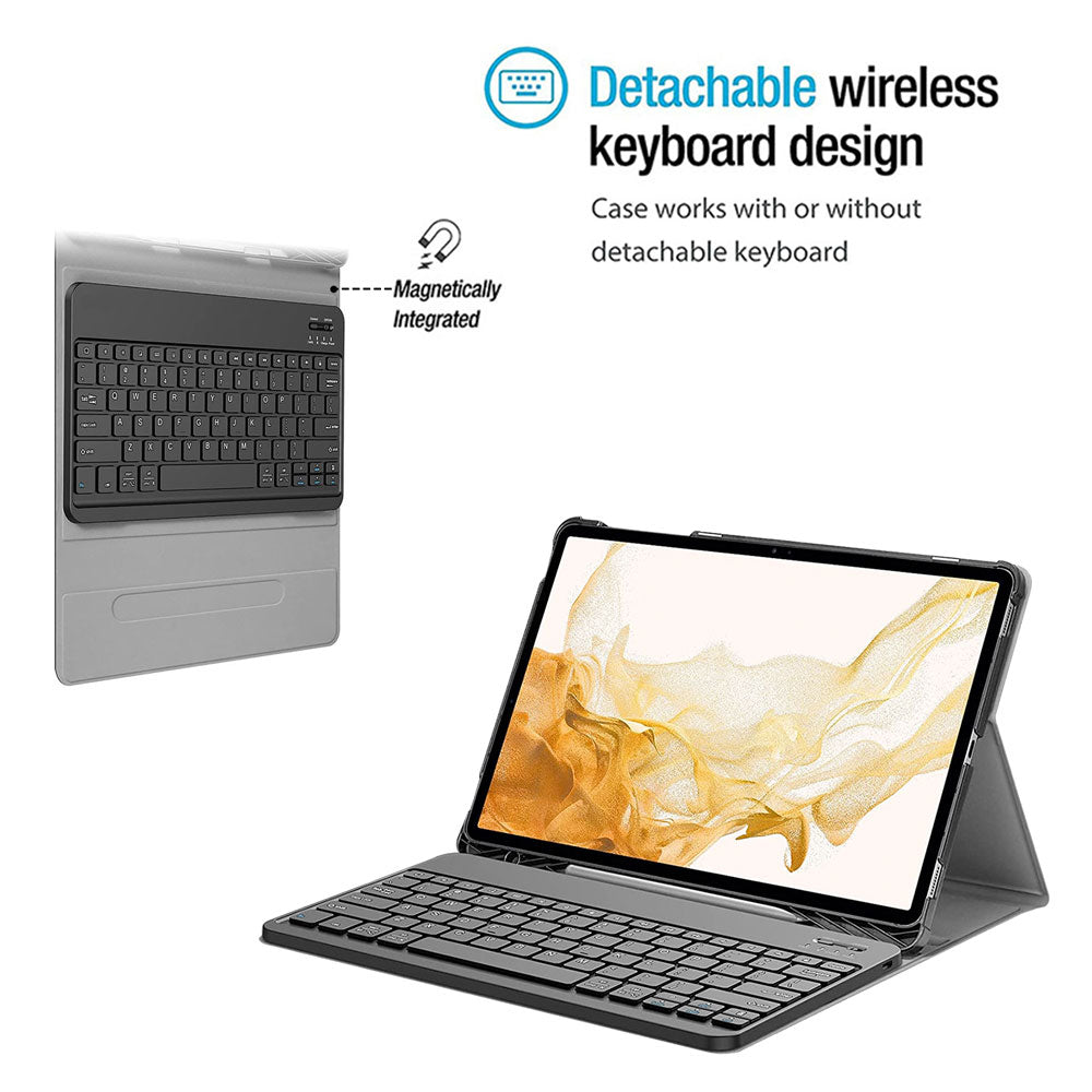 ARMOR-X Samsung Galaxy Tab S7 Plus S7+ SM-T970 / T975 / T976B shockproof case, impact protection cover. Shockproof case with magnetic detachable wireless keyboard.