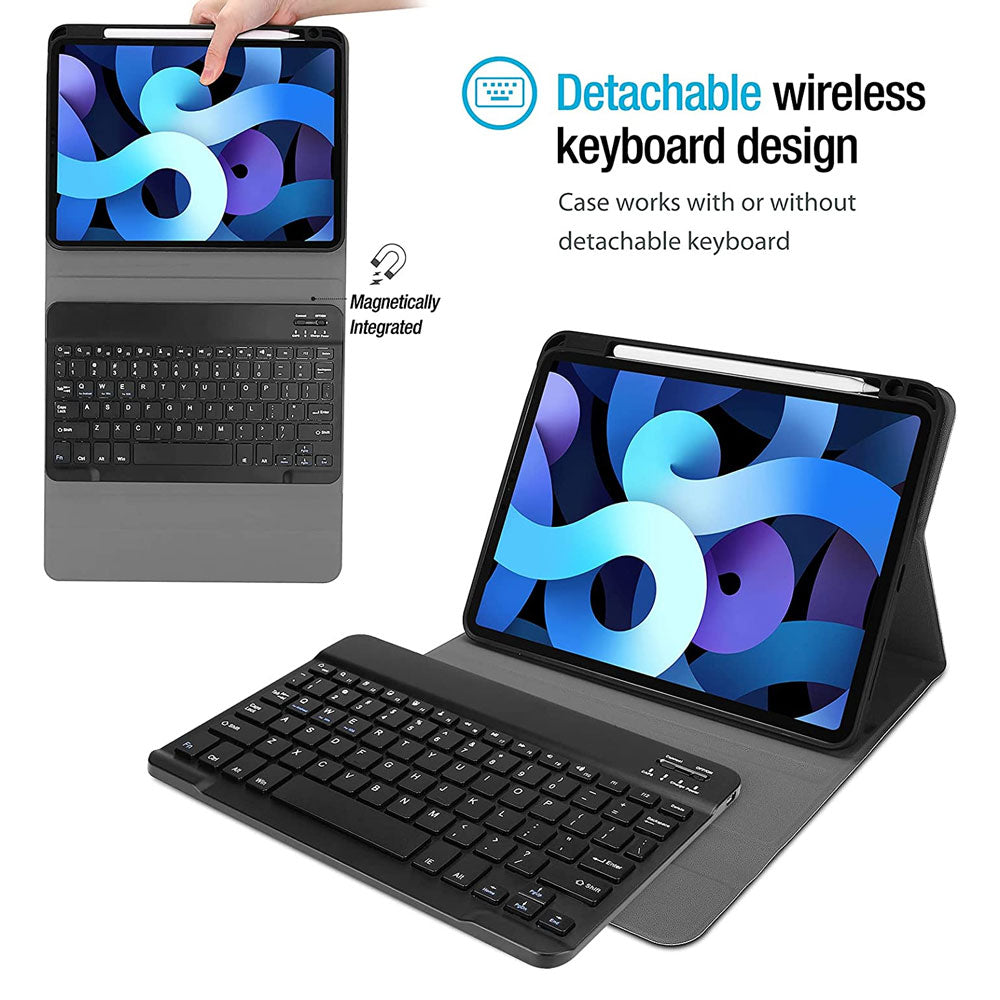 ARMOR-X iPad Air 4 2020 / iPad Air 5 2022 shockproof case, impact protection cover. Shockproof case with magnetic detachable wireless keyboard.