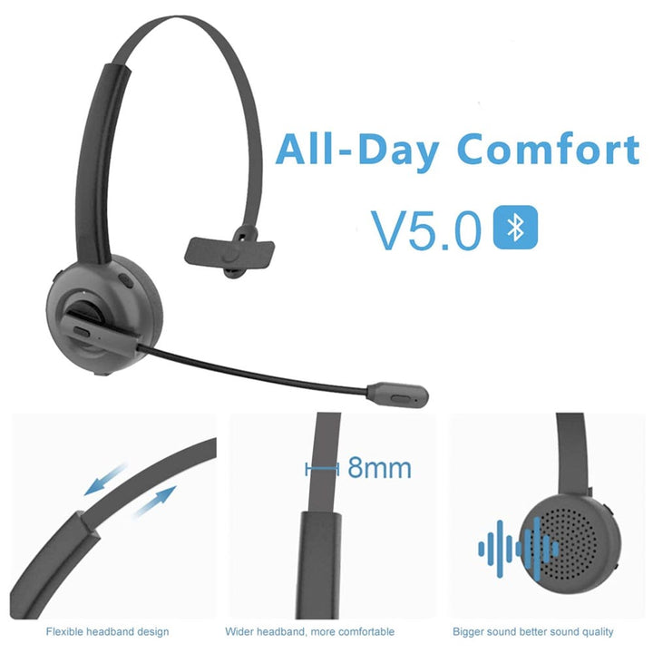 ARMOR-X Bluetooth 5.0 Noise Reduction Headset. Great for call centers, Skype, remote meetings, online teaching and more.