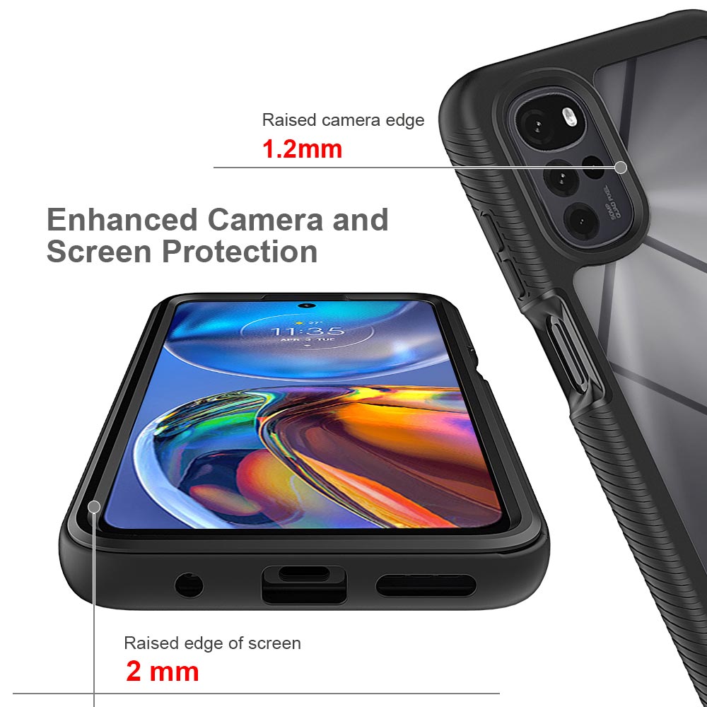 Xinyunew Cover Per Motorola Moto E32/E32S – Grado Militare, Antiurto A 3 Strati, Con Supporto E Fibbia, Nera