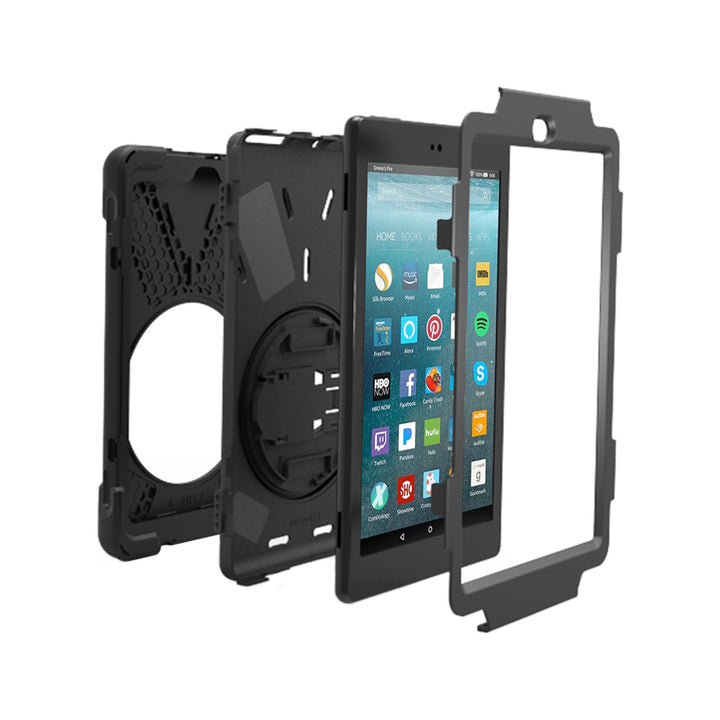 ARMOR-X Amazon Fire 7 2017 shockproof case, impact protection cover with hand strap and kick stand. Ultra 3 layers impact resistant design.