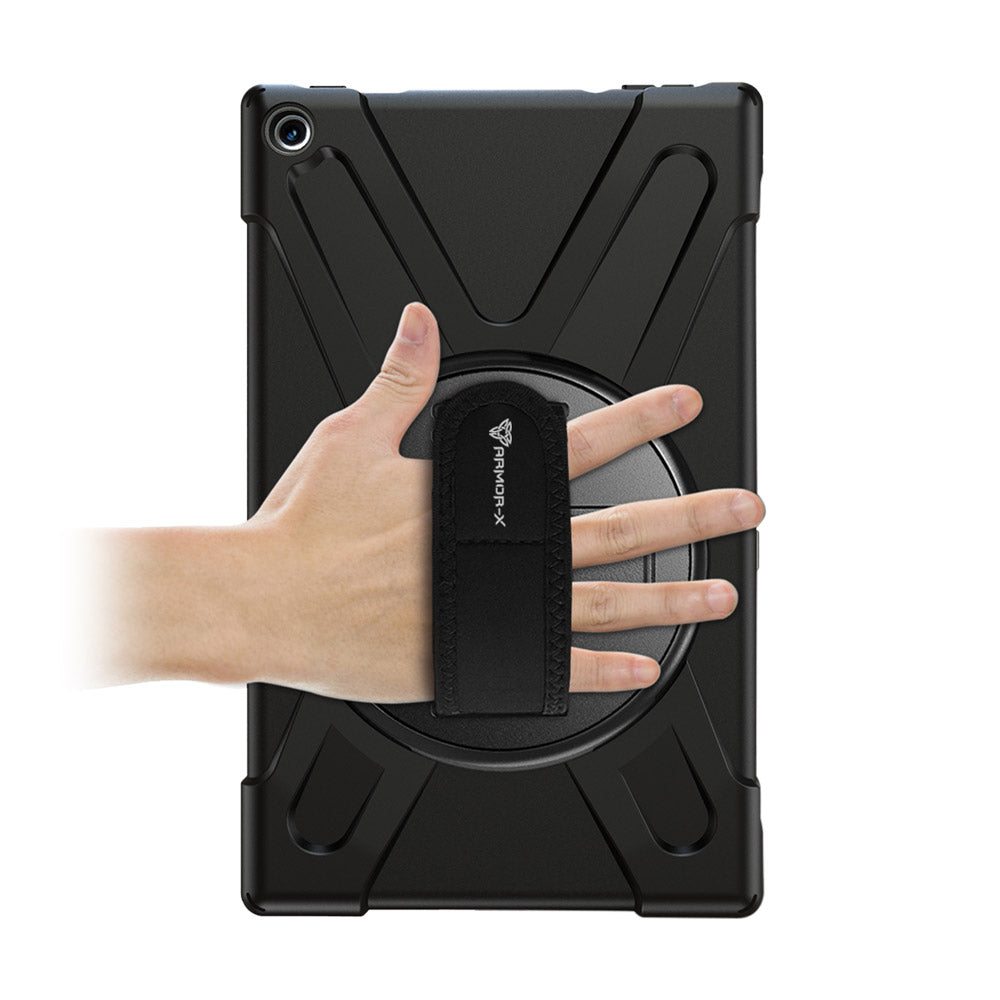 ARMOR-X Amazon Fire HD 10 2017 / 2019 shockproof case, impact protection cover with hand strap.