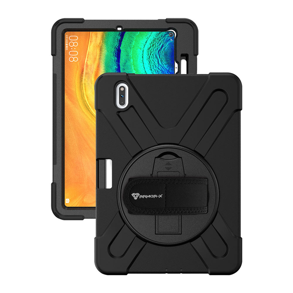 ARMOR-X Huawei MatePad Pro 10.8 (2019) MRX-W09/W19 MRX-AL09/AL19 shockproof case, impact protection cover with hand strap and kick stand. One-handed design for your workplace.