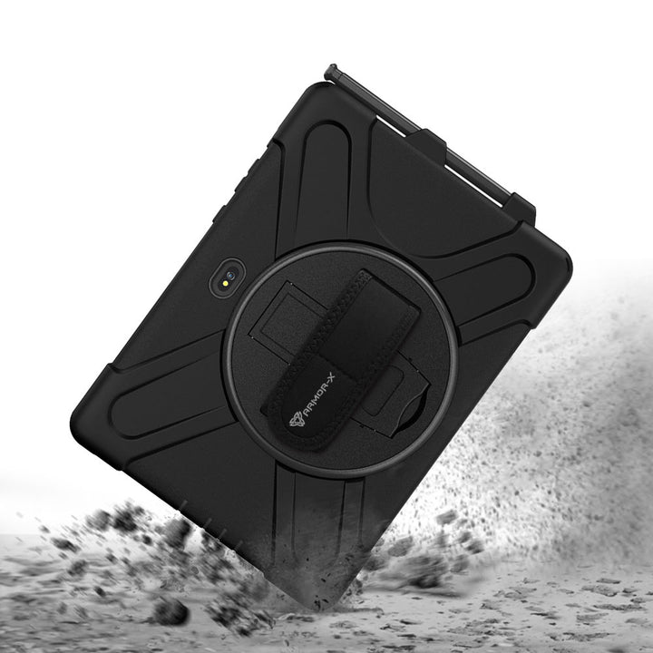 ARMOR-X Samsung Galaxy Tab Active Pro SM-T545 T547 / Active4 Pro SM-T630 T636 DM-638U shockproof case, impact protection cover with hand strap and kick stand. Rugged protective case with the best dropproof protection.