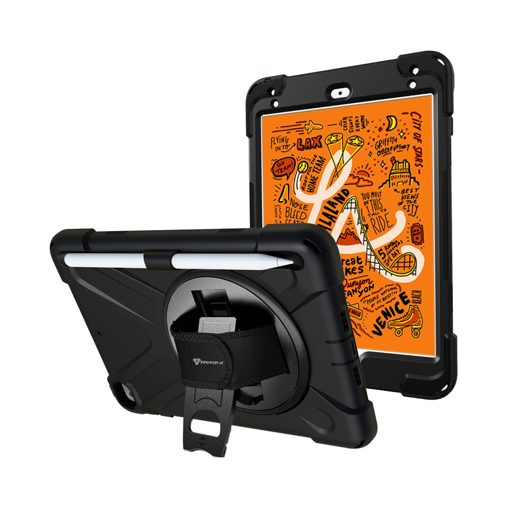 ARMOR-X iPad mini 5 / mini 4 case with kick stand. Hand free typing, drawing, video watching.
