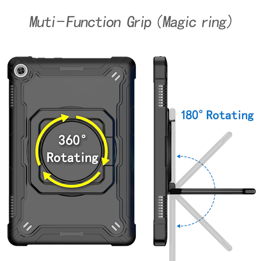 ARMOR-X Lenovo Tab M10 ( Gen3 ) TB328 shockproof case, 360 degree rotating ring handle design for comfortable viewing and typing angle.