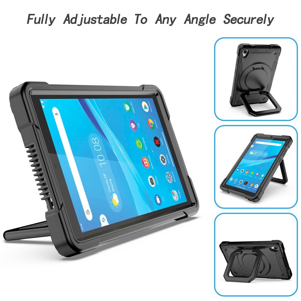 ARMOR-X Lenovo Tab M8 (FHD) TB-8705 shockproof case, impact protection cover with kickstand for comfortable viewing and typing angle.