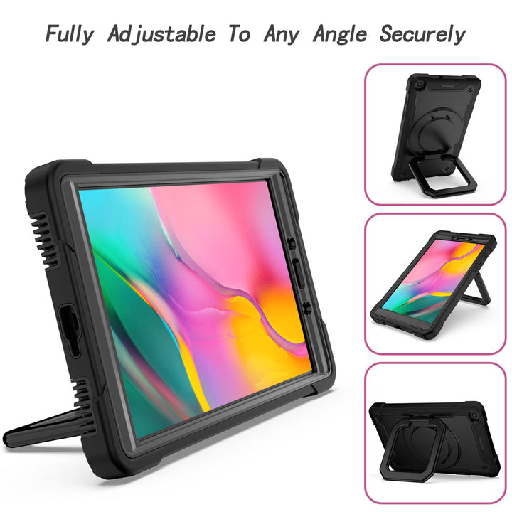 ARMOR-X Samsung Galaxy Tab A 8.0 (2019) T290 T295 shockproof case, impact protection cover with folding grip kickstand for comfortable viewing and typing angle.