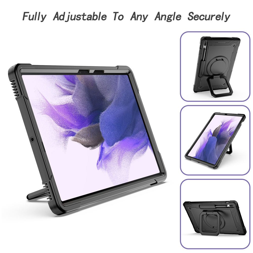 ARMOR-X Samsung Galaxy Tab S7 FE SM-T730 / T733 / T736B / T735NZ shockproof case, impact protection cover with folding grip kickstand for comfortable viewing and typing angle.
