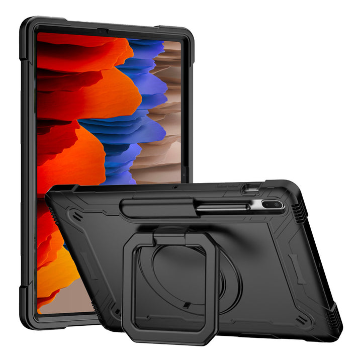 ARMOR-X Samsung Galaxy Tab S7 Plus S7+ SM-T970 / T975 / T976B shockproof case, impact protection cover. Rugged case with folding grip kick stand. Hand free typing, drawing, video watching.