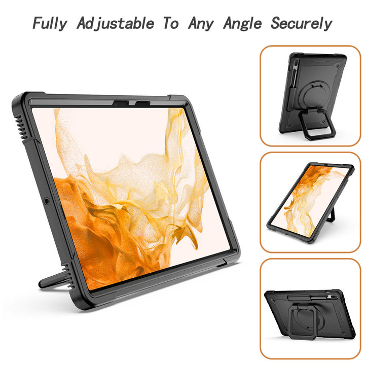 ARMOR-X Samsung Galaxy Tab S8+ S8 Plus SM-X800 / SM-X806 shockproof case, impact protection cover with folding grip kickstand for comfortable viewing and typing angle.