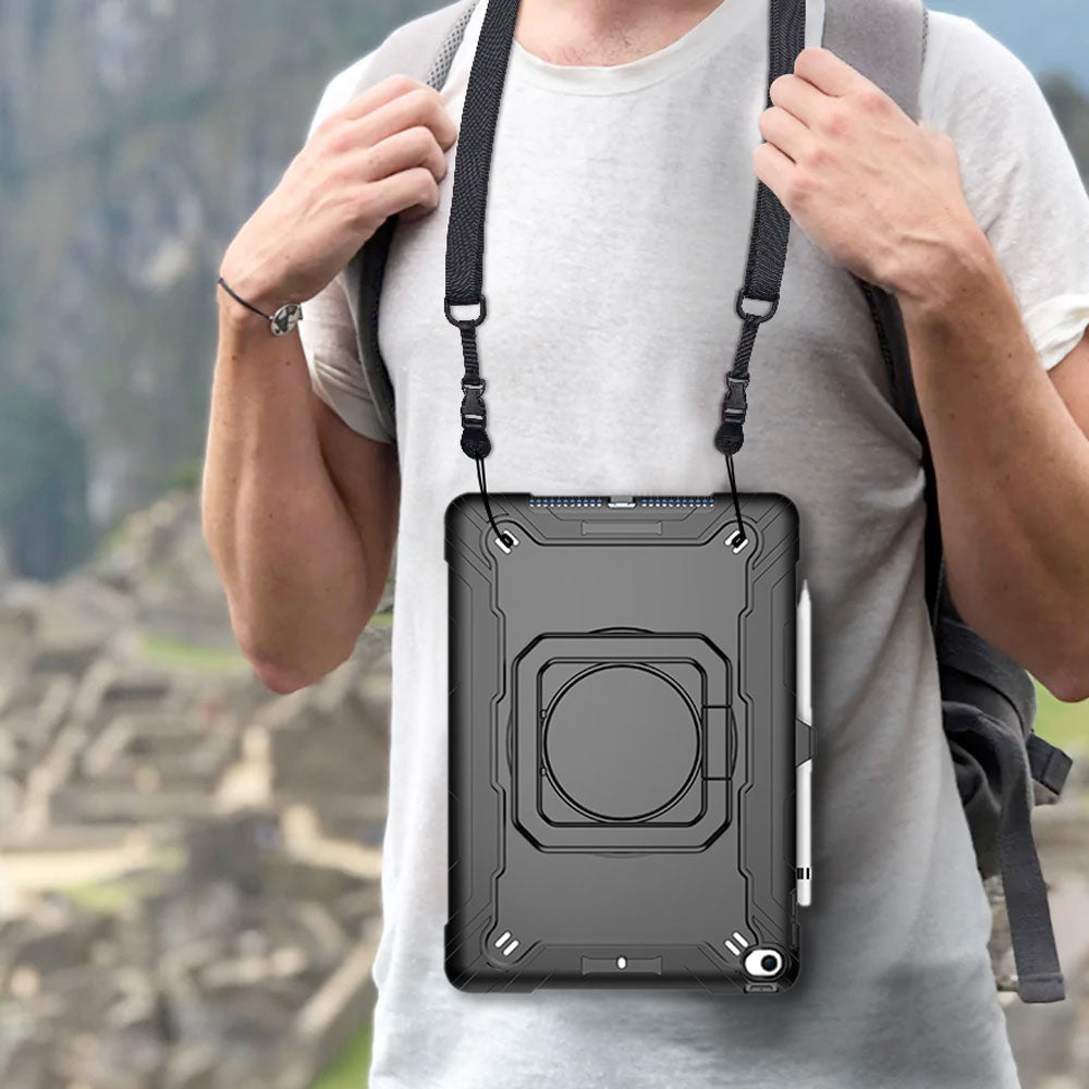 ARMOR-X APPLE iPad 10.2 (7TH & 8TH & 9TH GEN.) 2019 / 2020 / 2021 shockproof case impact protection case with optional shoulder strap. It's great to free your hands and easy to carry with you to anywhere.