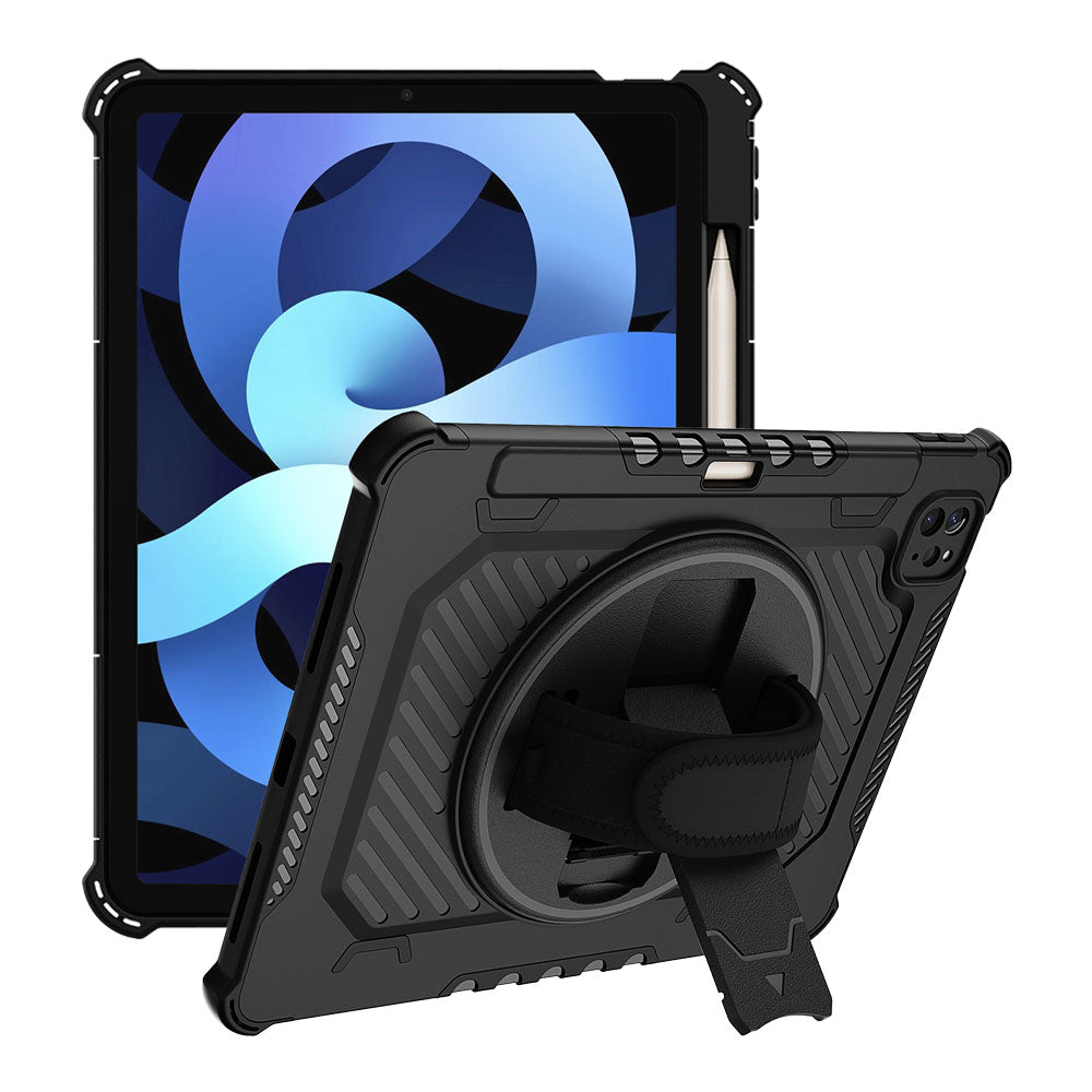 ARMOR-X iPad Air 4 2020 / iPad Air 5 2022 shockproof case, impact protection cover with hand strap and kick stand.