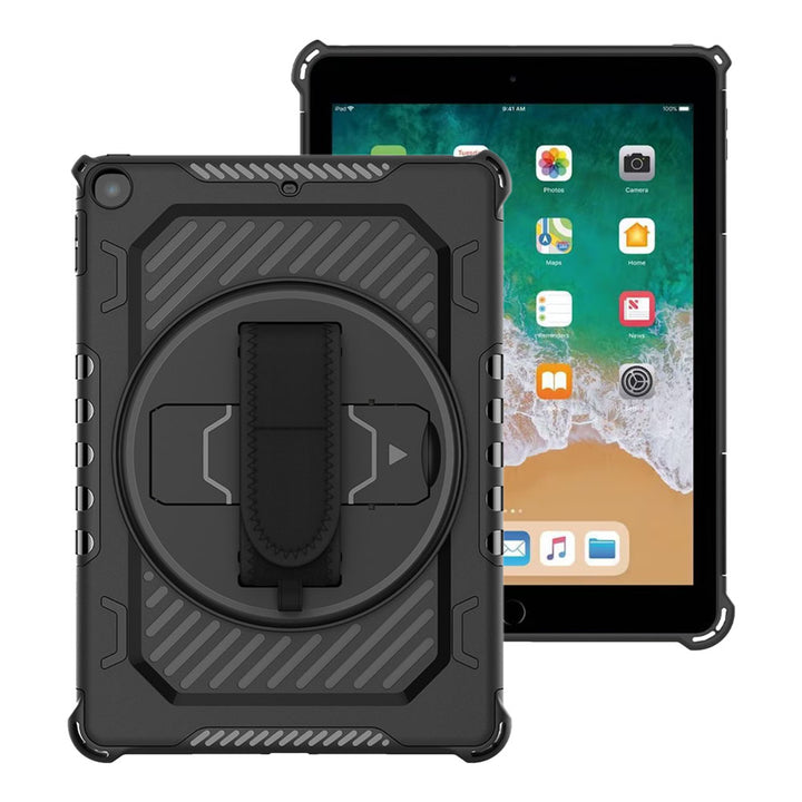 ARMOR-X iPad 9.7 ( 5th / 6th Gen. ) 2017 / 2018 shockproof case, impact protection cover with hand strap and kick stand.