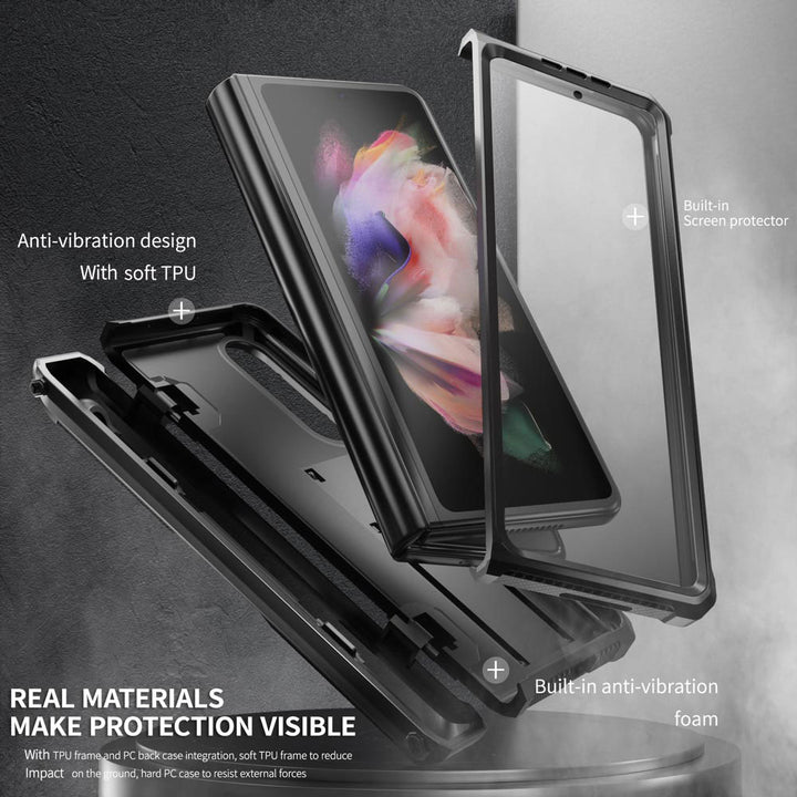 ARMOR-X Samsung Galaxy Z Fold4 SM-F936 shockproof cases. Anti-vibration design with soft TPU to reduce impact.