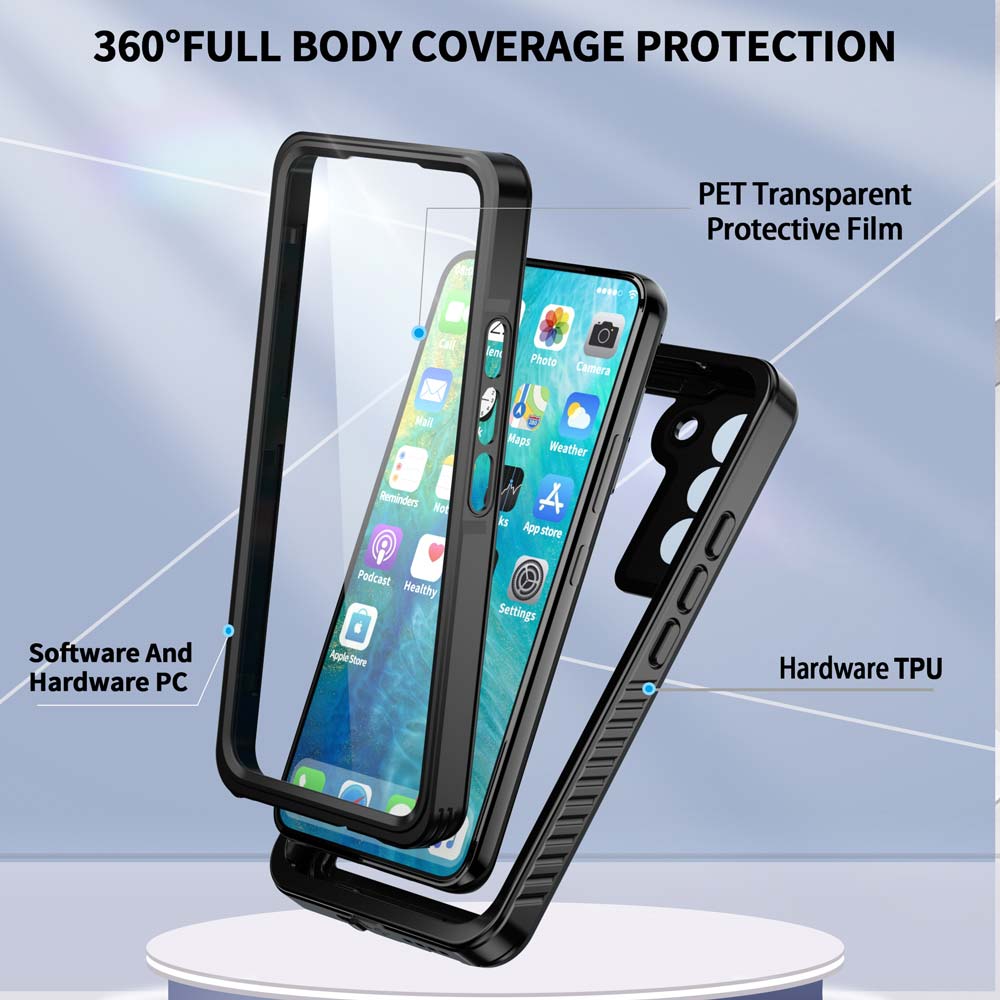 ARMOR-X Samsung Galaxy S22 Waterproof Case IP68 shock & water proof Cover. High quality TPU and PC material ensure fully protected from extreme environment - snow, ice, dirt & dust particles.