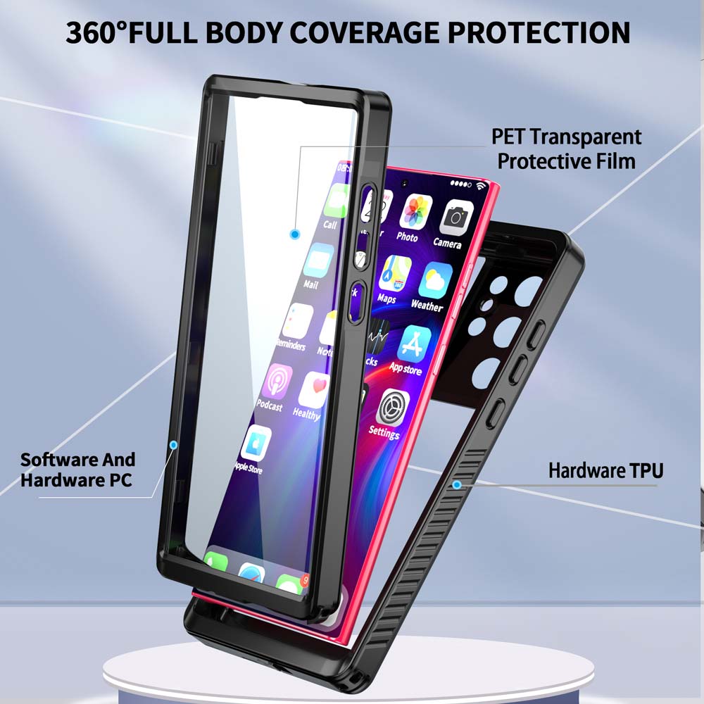 ARMOR-X Samsung Galaxy S22 Ultra Waterproof Case IP68 shock & water proof Cover. High quality TPU and PC material ensure fully protected from extreme environment - snow, ice, dirt & dust particles.