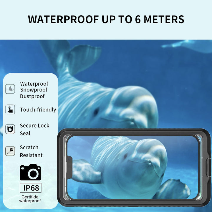 ARMOR-X Universal Waterproof Case for smartphones. IP68 Waterproof with fully submergible to 19.7' / 6 meter for 30 min.