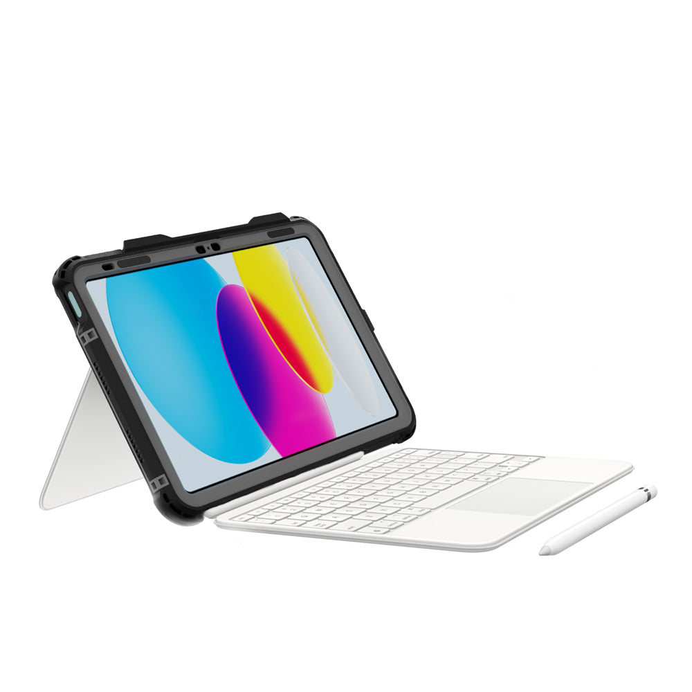MXK-iPad-N5 | iPad 10.9 (10th Gen.) | IP68 Waterproof Case W/ Keyboard  Connector, Pencil Holder, Hand Strap, Kickstand & X-mount