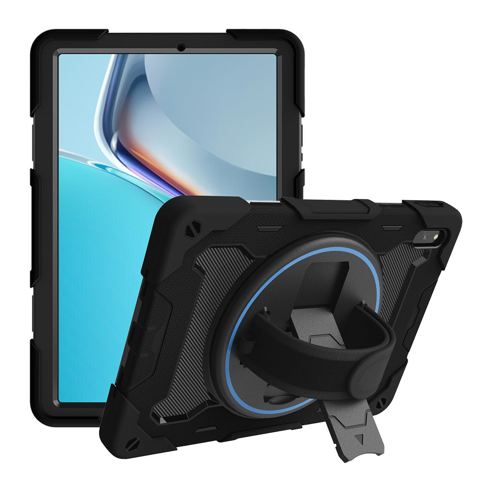 ARMOR-X Huawei MatePad 11 (2021) DBY-W09 shockproof case, impact protection cover with hand strap and kick stand. One-handed design for your workplace.