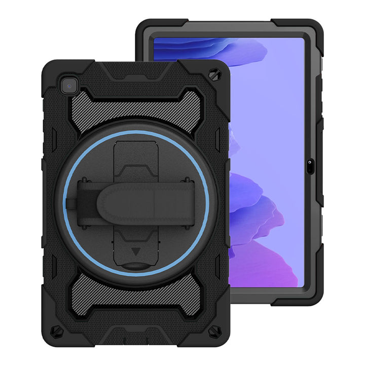 ARMOR-X Samsung Galaxy Tab A7 10.4 SM-T500 T505 T507 (2020) / A7 10.4 SM-T509 (2022) shockproof case, impact protection cover with hand strap and kick stand. One-handed design for your workplace.