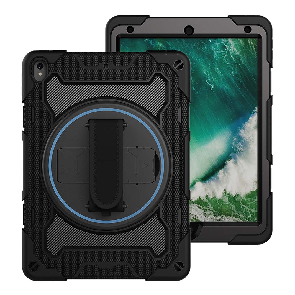 ARMOR-X iPad Pro 10.5 2017 shockproof case, impact protection cover with hand strap and kick stand. One-handed design for your workplace.