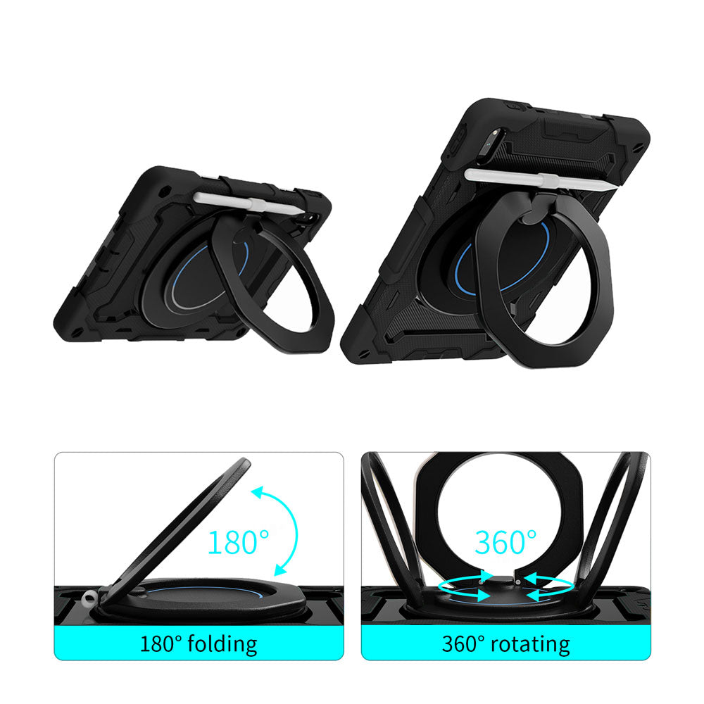 ARMOR-X Huawei MatePad 11 (2021) DBY-W09 shockproof case, impact protection cover with kickstand and folding grip. Folding grip kickstand support both portrait and landscape mode.