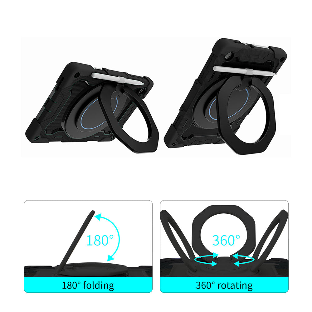 ARMOR-X Lenovo Tab M10 HD (2nd Gen) TB-X306F shockproof case, impact protection cover with kickstand and folding grip. Folding grip kickstand support both portrait and landscape mode.