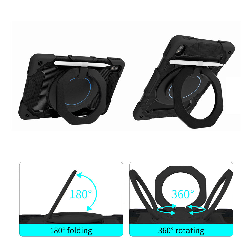 ARMOR-X Lenovo Tab P11 Plus TB-J616 shockproof case, impact protection cover with kickstand and folding grip. Folding grip kickstand support both portrait and landscape mode.