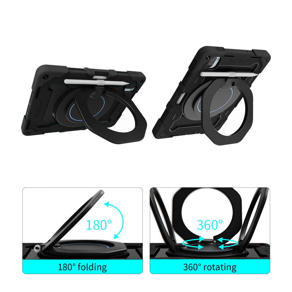 ARMOR-X Xiaomi Mi Pad 5 / 5 Pro 11" shockproof case, impact protection cover with kickstand and folding grip. Folding grip kickstand support both portrait and landscape mode.