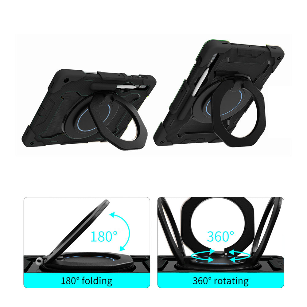 ARMOR-X Samsung Galaxy Tab S8+ S8 Plus SM-X800 / SM-X806 shockproof case, impact protection cover with kickstand and folding grip. Folding grip kickstand support both portrait and landscape mode.