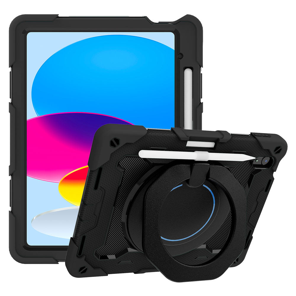 ARMOR-X Apple iPad 10.9 (10th Gen.) shockproof case, impact protection cover. Rugged case with kick stand. Hand free typing, drawing, video watching.