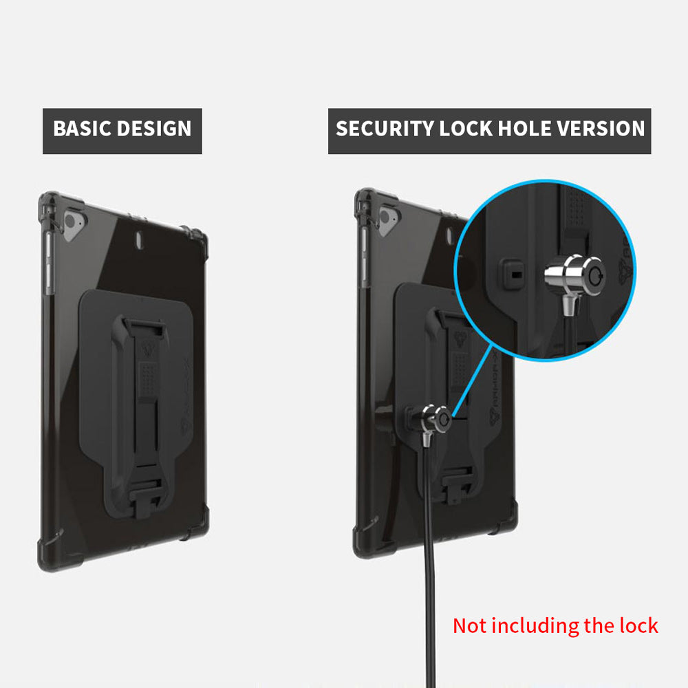 ARMOR-X iPad air 1 shockproof case with lock hole design to protect tablet in the public.