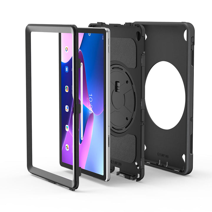 ARMOR-X Lenovo Tab M10 Plus 10.6 ( Gen3 ) TB125FU shockproof case, impact protection cover with hand strap and kick stand. Ultra 3 layers impact resistant design.