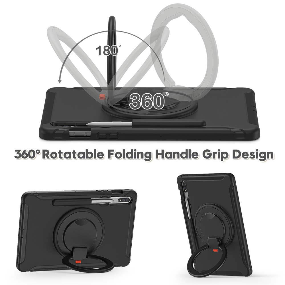 RON-SS-S7_S8 | Samsung Galaxy Tab S8 SM-X700 / SM-X706 | Rugged kids case with kick-stand & pencil Holder & folding grip