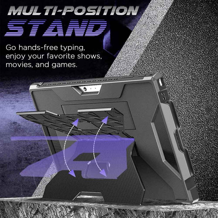 ARMOR-X Microsoft Surface Pro 7 / 7 Plus / 6 / 5 / 4 Shockproof Case With Kickstand, hands-free to enjoy your favorite shows, movies, and games.