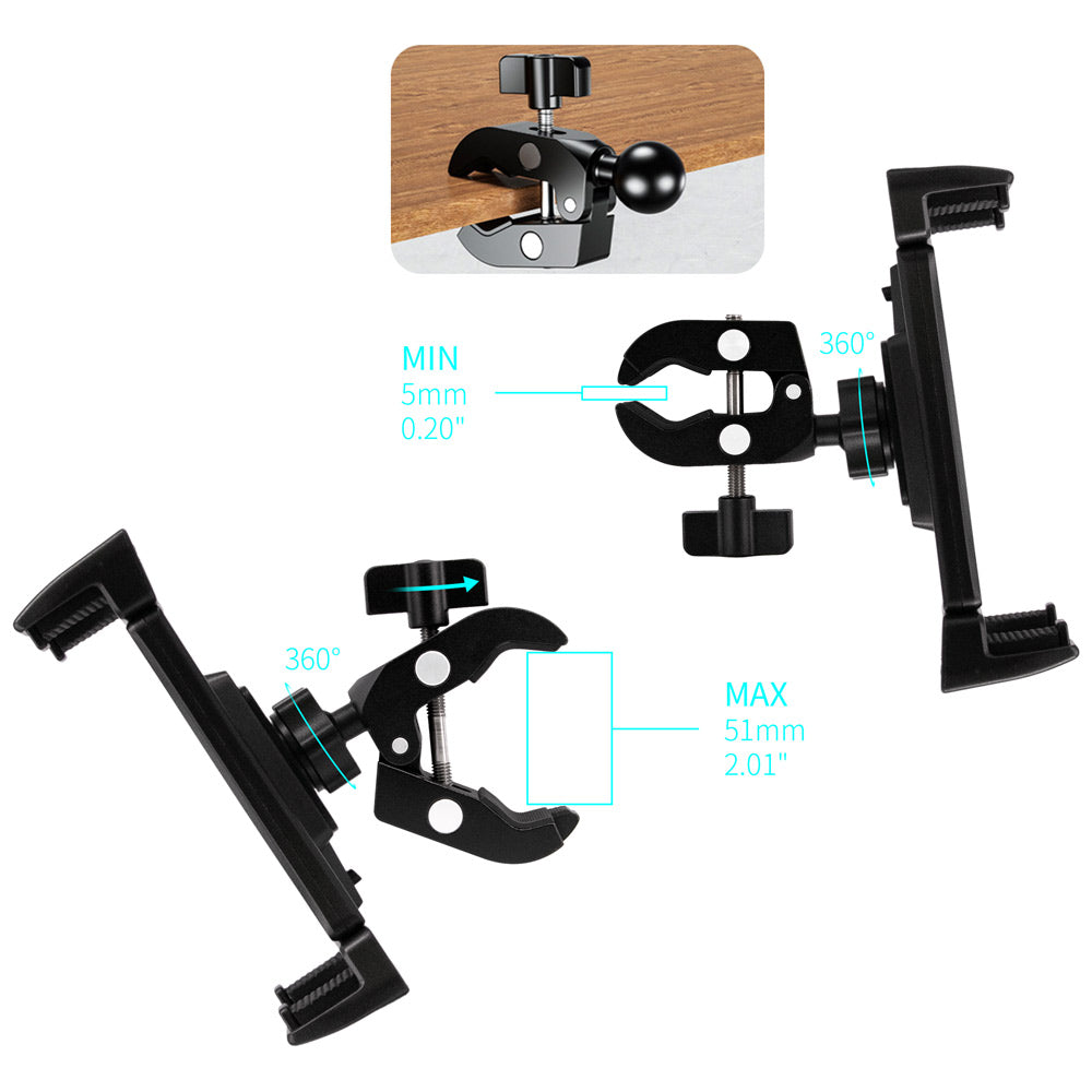 ARMOR-X Quick Release Handle Bar Universal Mount for tablet, quickly clamp to desks or tables.