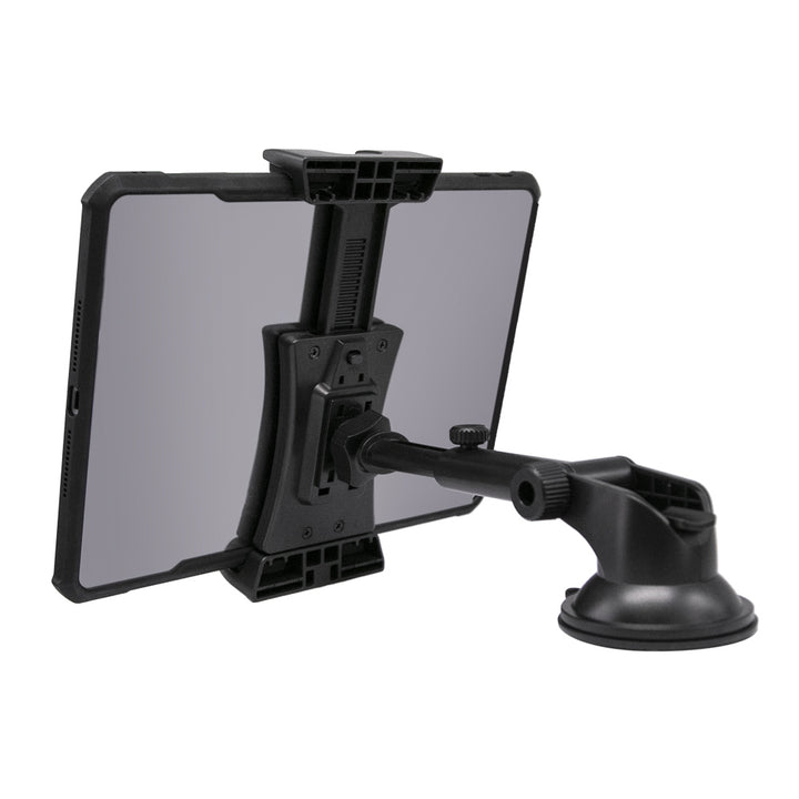 ARMOR-X Extendable Suction Cup Mount for Tablet. Full 360 Degree Rotation with a adjustable clamp head, you can adjust your device for good viewing.