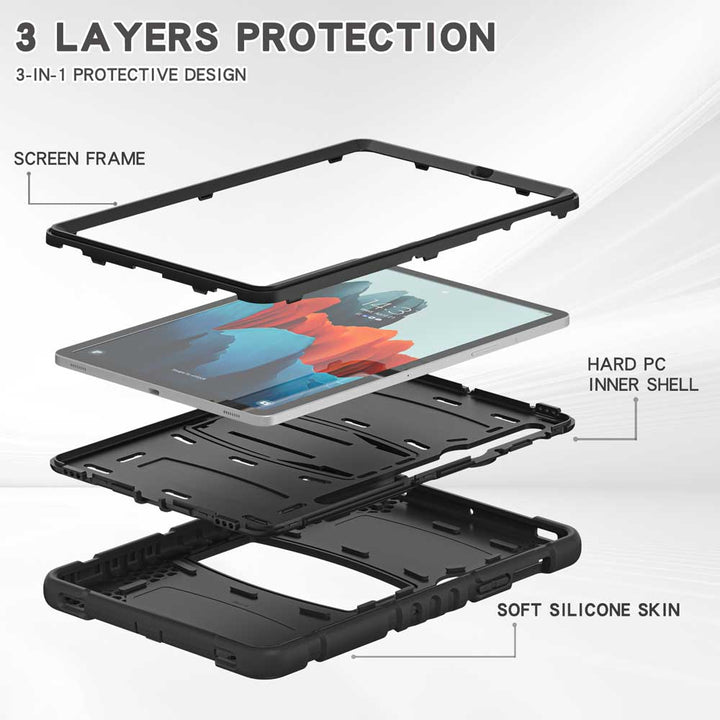 VRN-SS-S7_S8 | Samsung Galaxy Tab S8 SM-X700 / SM-X706 | 3 layers Protective Rugged Case with kick-stand