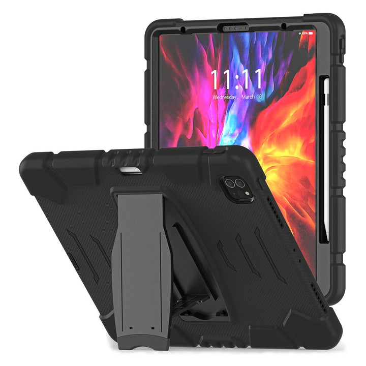 ARMOR-X iPad Pro 12.9 ( 3rd / 4th Gen. ) 2018 / 2020 shockproof case, impact protection cover. Rugged case with kick stand. Hand free typing, drawing, video watching.