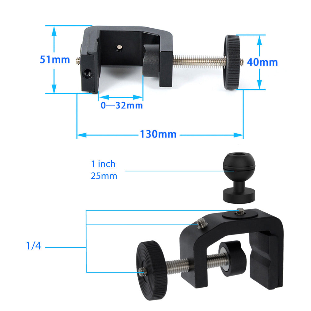 X-P17T | Heavy-Duty C-Clamp Bar Mount*SMALL | ONE-LOCK for Tablet