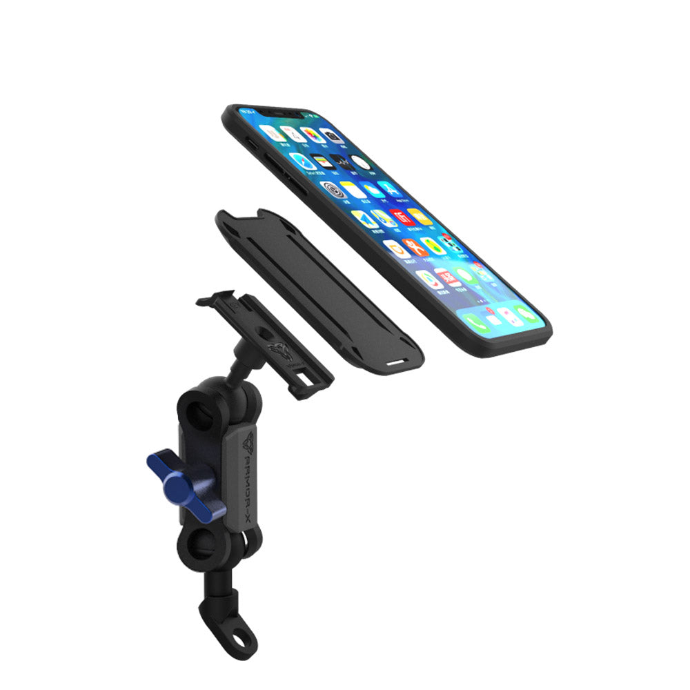 X-P19K | Heavy-Duty Motorcycle Mirror Titled Bolt Head Mount | ONE-LOCK for Phone