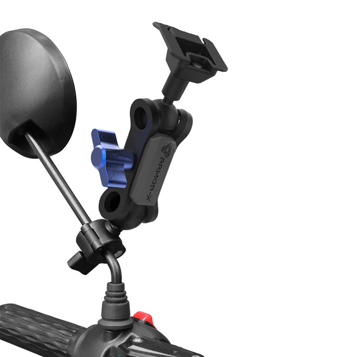 ARMOR-X Motorcycle Mirror Tube Mount for tablet. It accommodates tube 8mm to 22mm in diameter.