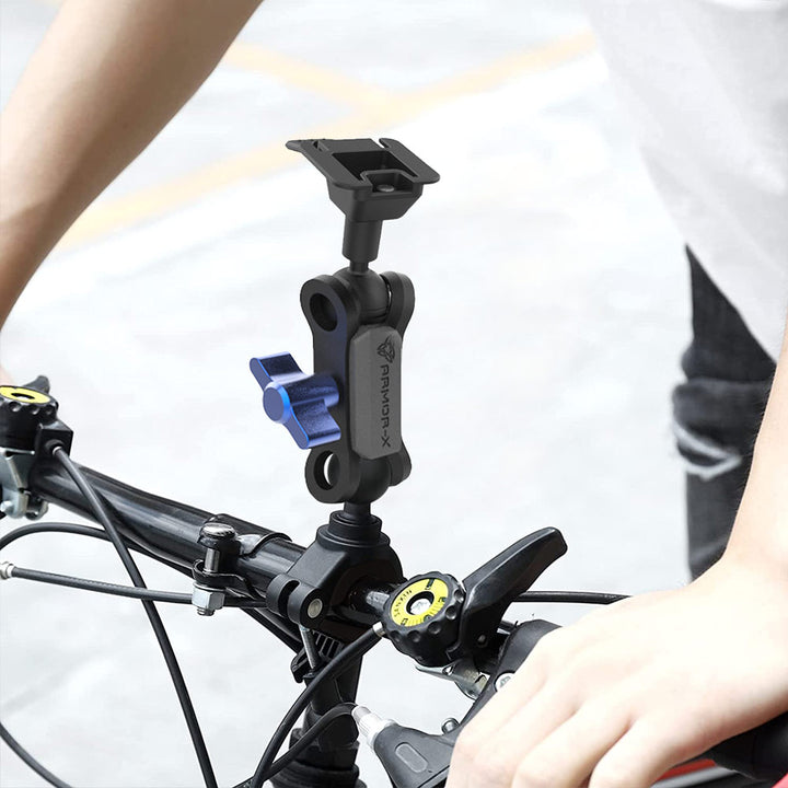 ARMOR-X Bicycle Handlebar Mount for tablet. Mounting to handlebar of bicycle, motorcycle, ATV, car seat with a diameter ranging from 0.31" to 1.38".
