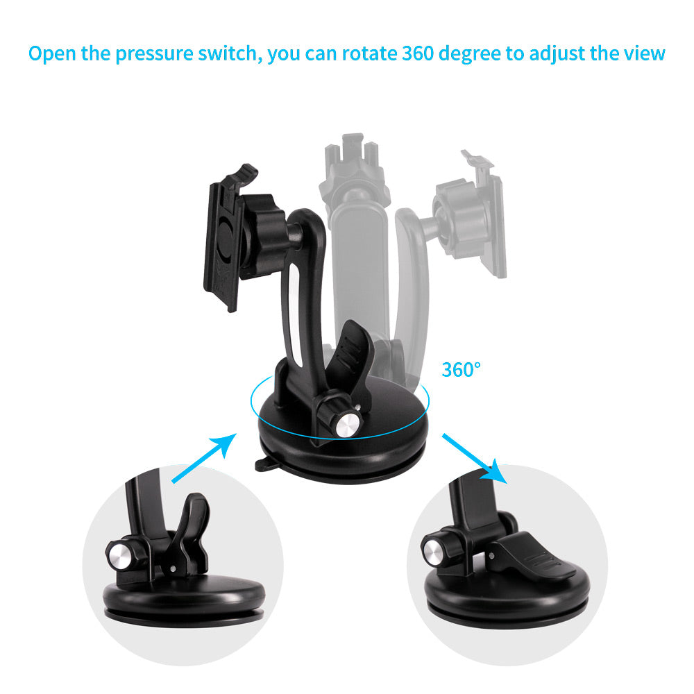 ARMOR-X Suction Cup Mount for phone, with the pressure switch to adjust the viewing angle.